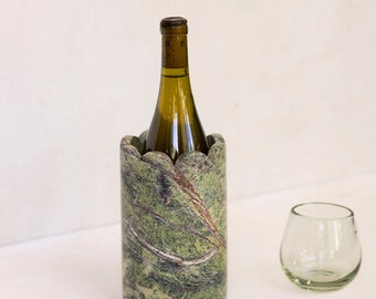 Marble Vase, Marble Holder, Limited Edition, Wine Chiller, Green Marble Wine Bottle Cooler, Wine Keeper, Gifts, Handmade Marble Vase, Holder