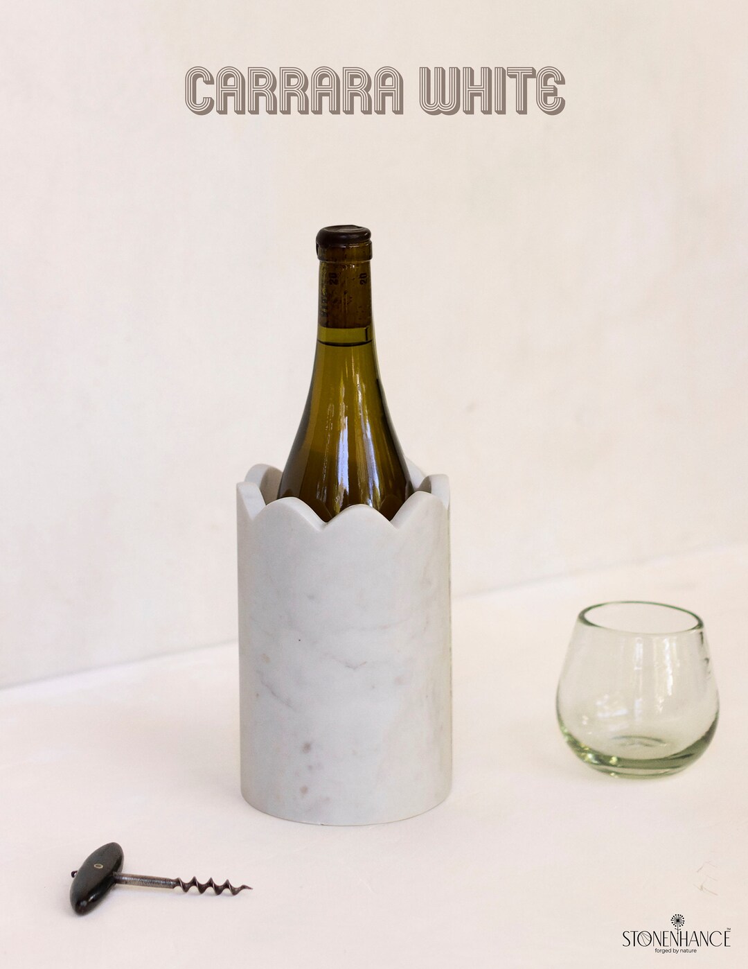 Wine Chiller, White Marble Wine Bottle Cooler, Wine Keeper, Bar Set ...