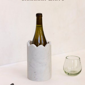 Wine Chiller, White Marble Wine Bottle Cooler, Wine Keeper, Bar Set ...