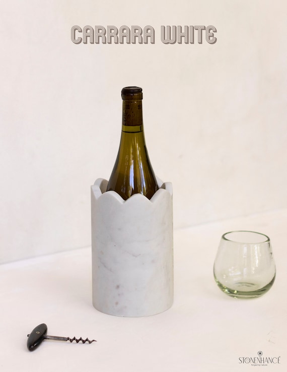 Wine Chiller, White Marble Wine Bottle Cooler, Wine Keeper, Bar Set, Gifts,  Handmade Home Decor, Wine Cooler, Marble Utensil Holder, Vase 