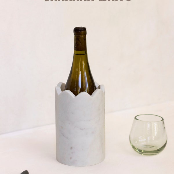 Wine Chiller, White Marble Wine Bottle Cooler, Wine Keeper, Bar Set, Gifts, Handmade Home Decor, Wine cooler, Marble Utensil Holder, Vase