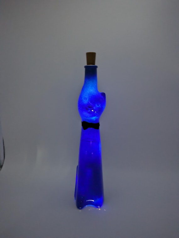 Moselland Cat Shaped Collectible Wine Bottle Light Upcycled