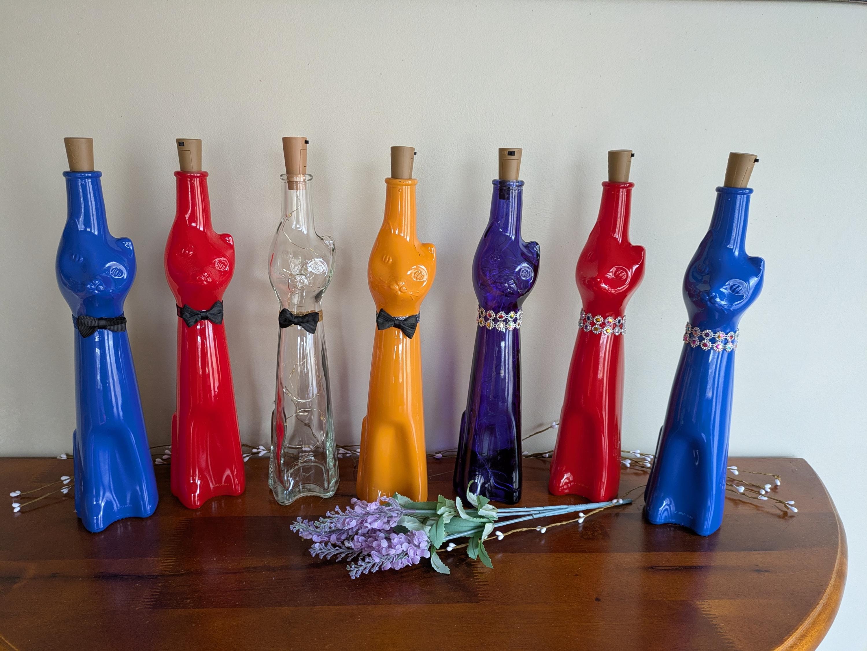 Moselland Cat Shaped Collectible Wine Bottle Light Upcycled