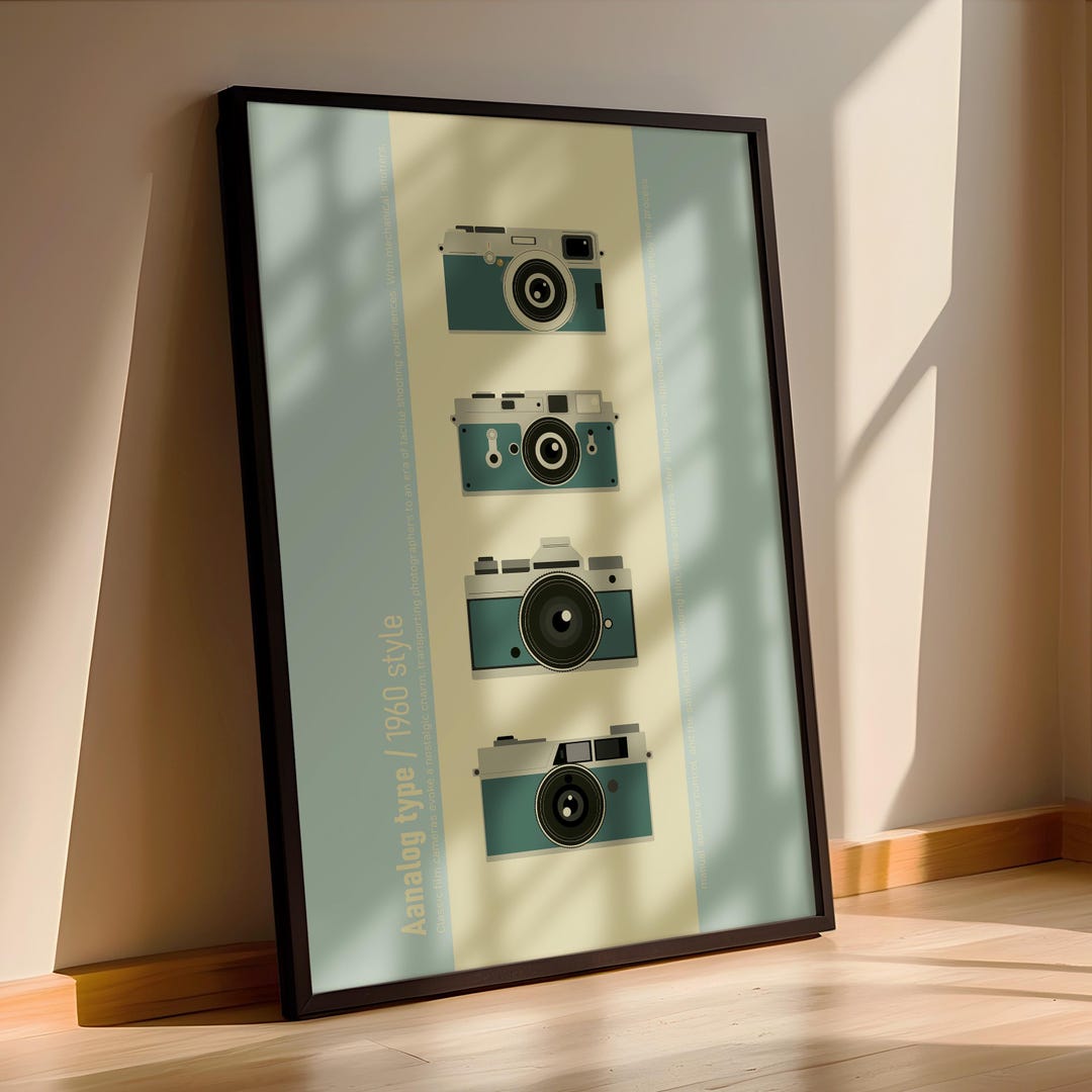 Vintage Cameras in Retro Style – Framed – for Analog Photography ...