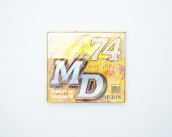 Maxell MiniDisc 74 minutos Amarillo - MD grabable digital Nuevo en paquete - Artículo de coleccionista de audio retro