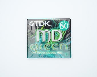 TDK MiniDisc 80 minutos Verde – MD grabable Nuevo en paquete – Artículo retro poco común