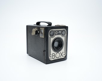 Cámara box Vredeborch G-M, vintage alemana años 50, formato 6x9 con película 120, obturador funcional, cámara clásica de colección