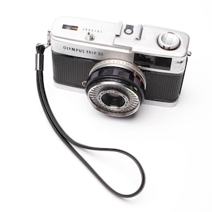 Cinturino originale Olympus Trip 35 – pelle nera | Tracolla per fotocamera vintage per Olympus Pen EE e serie Trip
