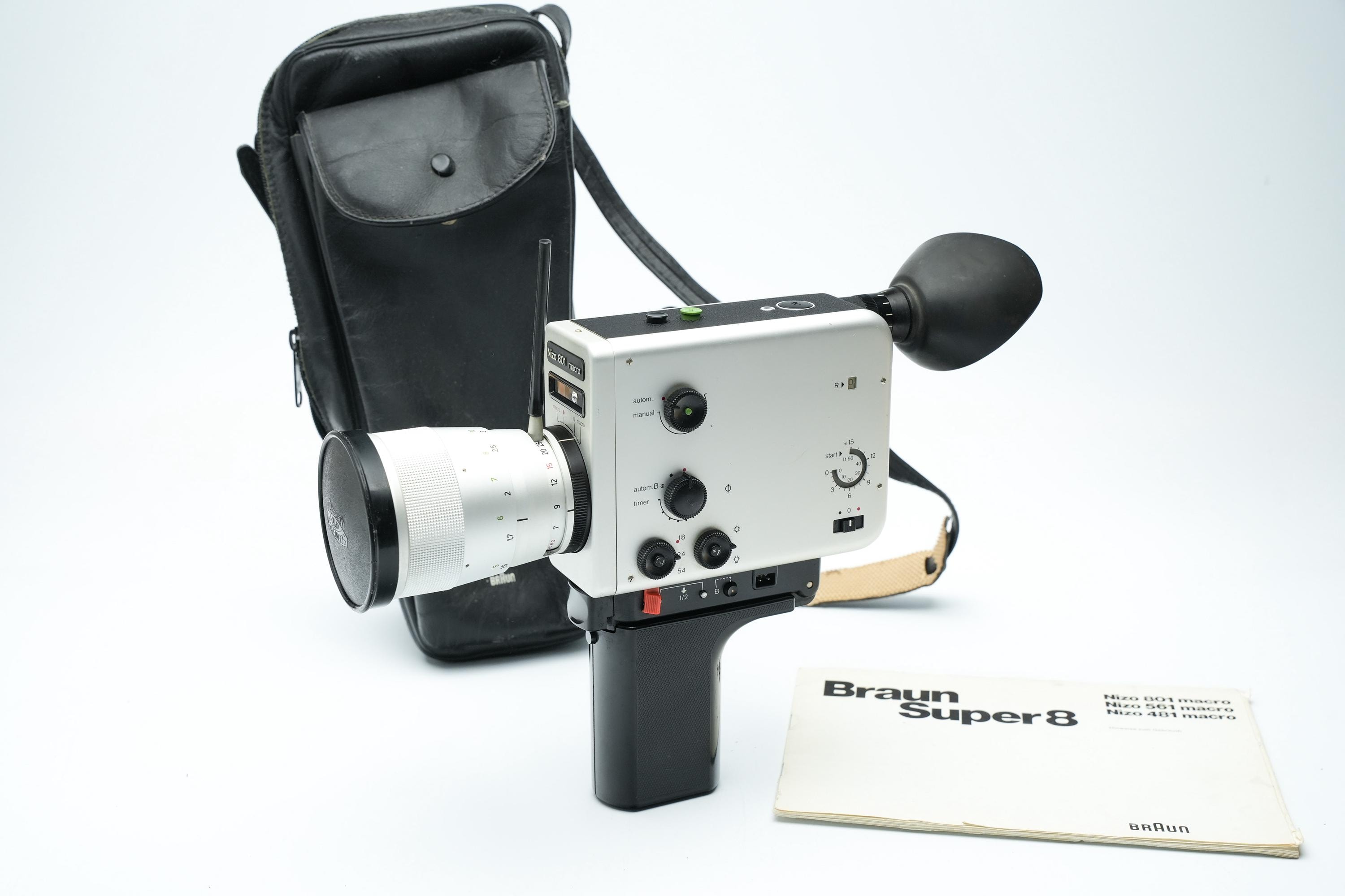 BRAUN Nizo 801 Macro スーパー8 カメラ Braun Nizo 801 Macro Super 8 Vintage Movie Camera Black with Case