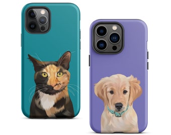 Custom Pet Portrait Phone Case, Dog iPhone Case, Cat Phone Case, Dog Phone Case, Dog Photo Phone Case, Personalized Gifts for Pet Lovers