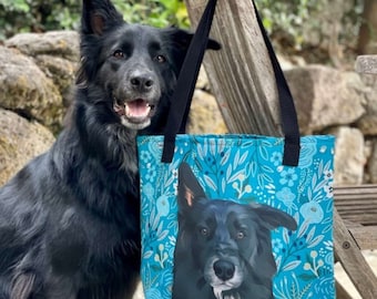 Bolso de mano personalizado con retrato de mascota, bolso de mano personalizado, regalo de mamá de perro, bolso de perro personalizado, regalo de amante de mascotas, regalo de veterinario, lindo bolso de mano floral