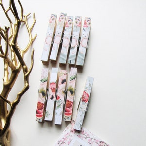 Clothespins, Baby&#39;s Room, Handmade, 2 Designs, Teddy Bears and Flowers, Wood Clothespins, Decorated Clothespins, Baby Shower Pins