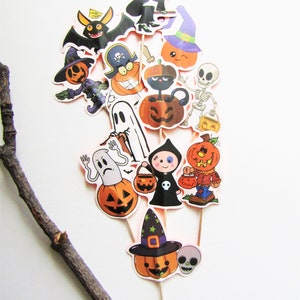 Cupcake Topper, Halloween Thema, mehrfarbig, handgemacht, Halloween Party, verschiedene Charaktere, Partydekoration