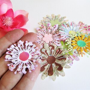 Ritagli di fiori, fiori di carta, fiori multicolori, creazione di cartoline, scrapbooking, progetti di artigianato, riceverai 8 fiori completi