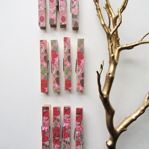 Weihnachten Wäscheklammern, Handgemacht, Blumen, Hirsch, Tannenzapfen, Rot und Rosa, Urlaub Pins, Holz Wäscheklammern, Dekorierte Wäscheklammern