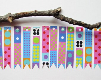 12 Long Gift Tags, Dot Designs, Bright Colors, Multicolored Tags, Rectangle Tags, Handmade, Gifting, Party Supplies