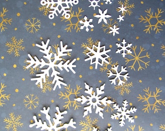 Troqueles de copos de nieve blancos, invierno, troqueles de papel, copos de nieve blancos, confeti de mesa, tarjetas navideñas, scrapbooking