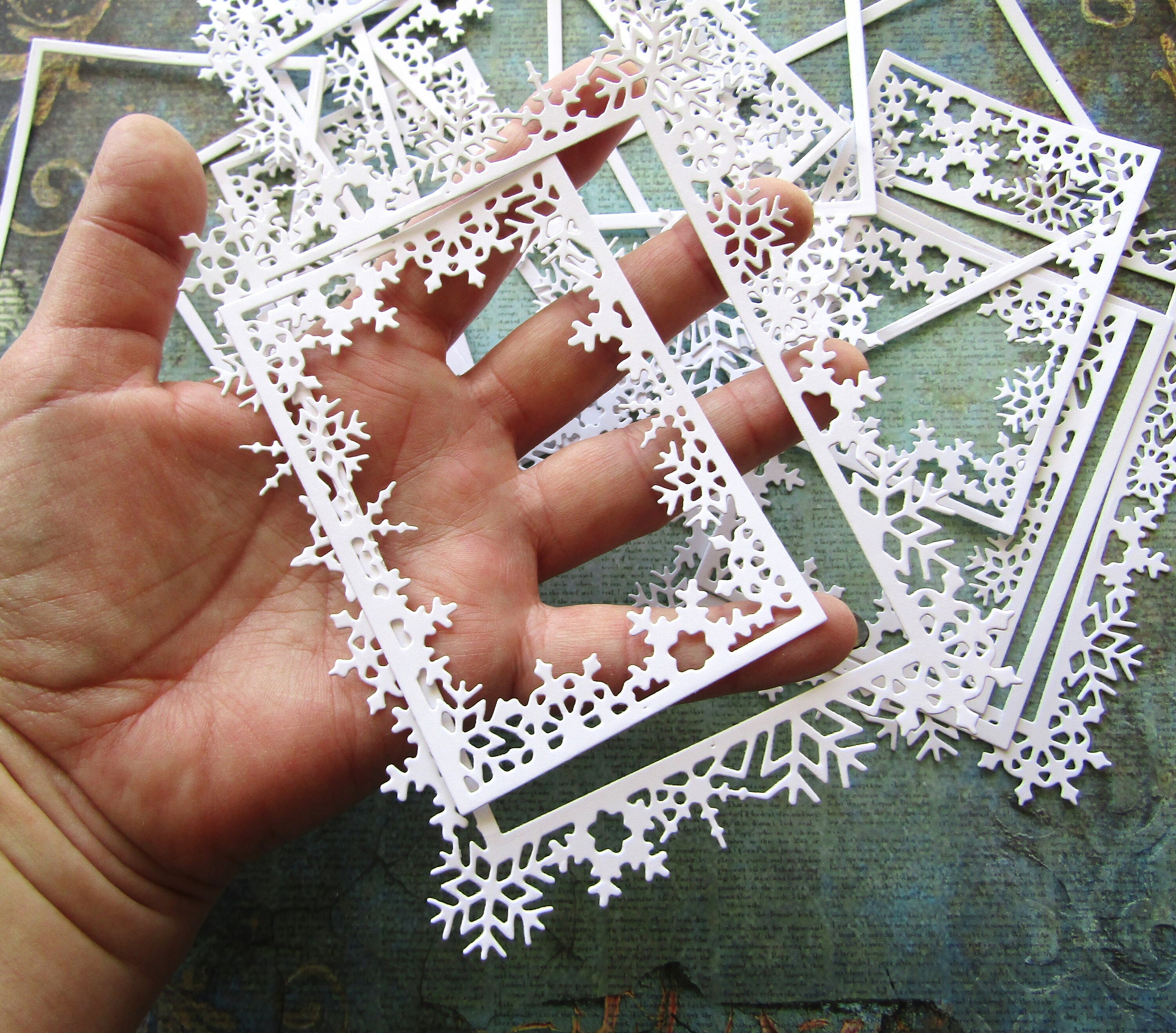 NEW White Snowflake Frame Paper Die Cuts, Handmade Snowflake Frames ...