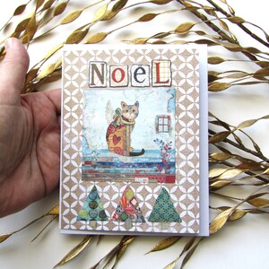 Holiday Greeting Card, Blank Card, Handmade, Cat Angel, Christmas Card, Noel Greeting, Gift Giving