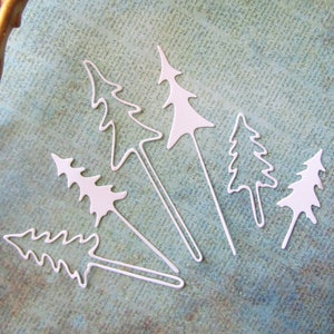 Witte bomen gestanst, winterbomen, 3 soorten bomen, moderne bomen, bomen met omtrek, kaarten maken, scrapbooking, knutselprojecten