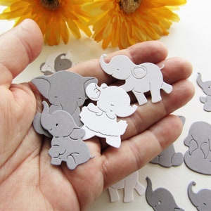 Papier découpé petit éléphant, Blanc et gris, Éléphants qui jouent, Papier découpé, Fabrication de cartes, Scrapbooking