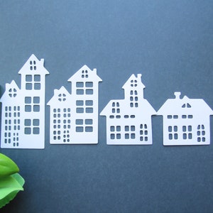 Fustelle di carta per la casa, case bianche, condominio, artigianato, creazione di biglietti, scrapbooking