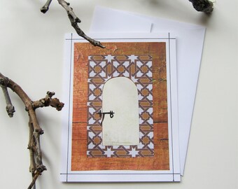 Moroccan Door Greeting Card, Handmade Card, Blank Card, Gift Giving, With Envelope, Friendship Card, New Home Card, Trip Card