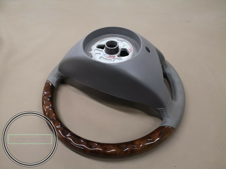 Mercedes w208 clk wood steering wheel burlwood gray leather image 8
