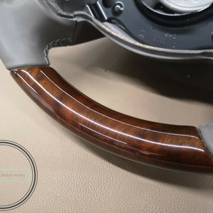Mercedes w208 clk wood steering wheel burlwood gray leather image 3