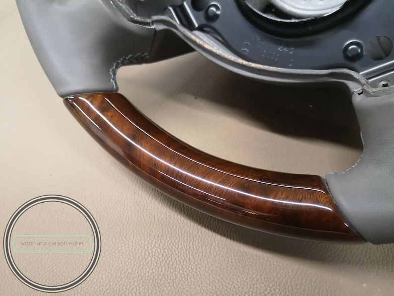 Mercedes w208 clk wood steering wheel burlwood gray leather image 3