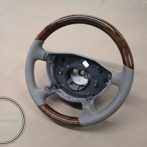 Mercedes w208 clk wood steering wheel burlwood gray leather image 2