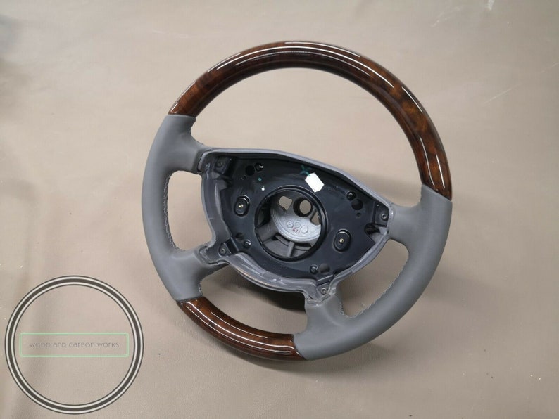 Mercedes w208 clk wood steering wheel burlwood gray leather image 2