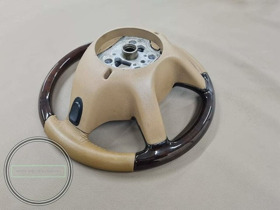 FOR MERCEDES CLK W208 96-02 BEIGE LEATHER STEERING WHEEL COVER BROWN