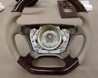 Mercedes w140 steering wheel wood amg look burled walnut beige