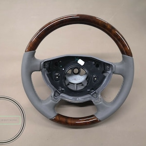 Mercedes w208 clk wood steering wheel burlwood gray leather image 1