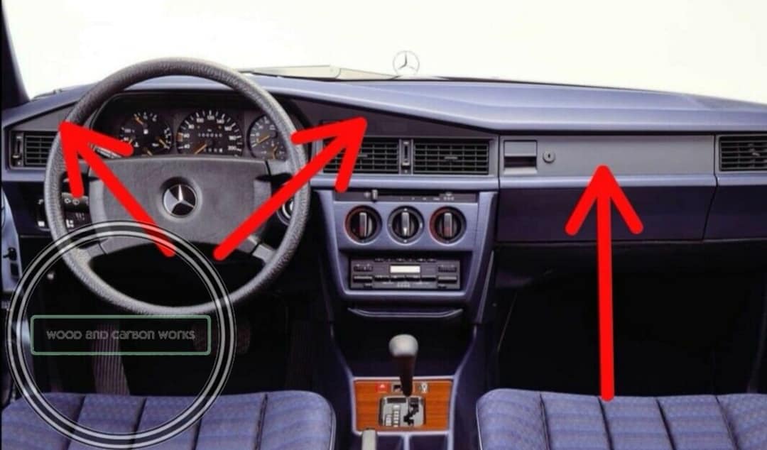 Real Wood Mercedes W201 Wood Trim Set Interior Dashboard Trims
