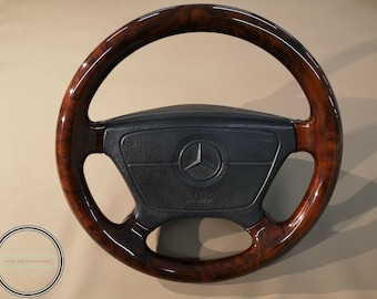Mercedes benz r129 w124 w140 w202 w208 w210 wood steering wheel full burlwood