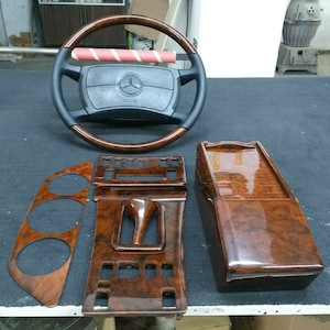 Mercedes w126 wood trim set with steering wheel w126 sec wood walnut w126 burl
