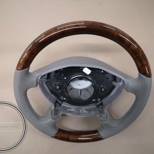 Mercedes w208 clk wood steering wheel burlwood gray leather image 4