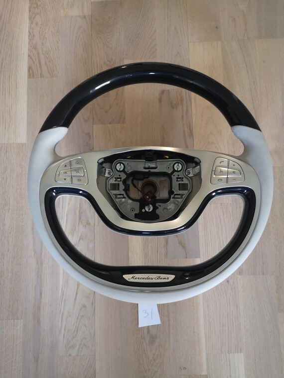 Custom Steering LTD Real Black Italian Leather Steering Wheel Cover – For Mercedes CLK, Water-Resistant, UK Made