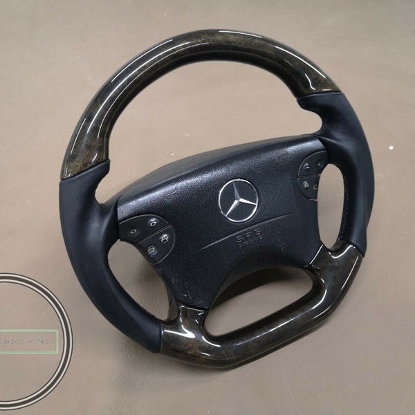 Mercedes w208 avantgarde wood steering wheel w210 bird eye black leather