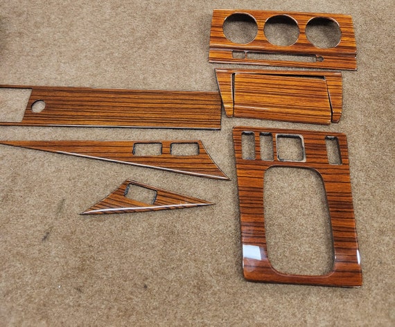 Mercedes W201 Wood Trim Set Center Console Shifter Bezel Zebrano