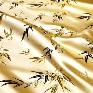 Gold Bamboo Silk Brocade Fabric: 29&quot; Wide, By The Half Yard