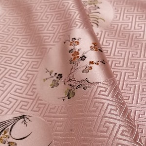 Tessuto di seta broccato rosa e FourSeason Floral -a mezzo metro-, Broccato Chinois, brocado Chino, Broccato Cinese
