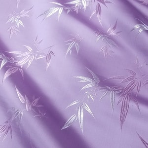 Fabric Silk Brocade PalePurple and Silver/Bamboo -by half yard-, Brocade Chinois, brocado Chino, Broccato Cinese