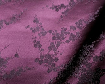 Fabric Silk Brocade Maroon and Maroon Plum -by half yard- New Stock Width is 29" / 74 cm, Brocade Chinois, brocado Chino, Broccato Cinese