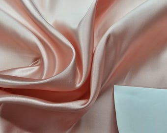 Tela de brocado de satén de seda rosa: 100% seda, 25 mm (por medio metro), 123 g/m²