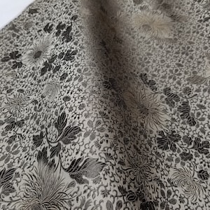 Fabric Silk Brocade LightBrown and Brown Chrysanthemum -by half yard-