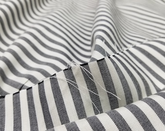 Fabric Silk 23mm Spun Tissue Stripe Natural, Grey Color -by half yard- Width 44&quot; / 114 cm