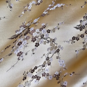 Fabric Silk Brocade Light Gold and Plum Chinesischer brokat -by half yard- New Stock, Brocade Chinois, brocado Chino, Broccato Cinese